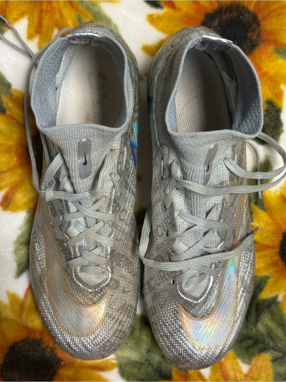 Nike girls  Silver Iridescent High-Top Athletic Shoes - Picture 7 of 10